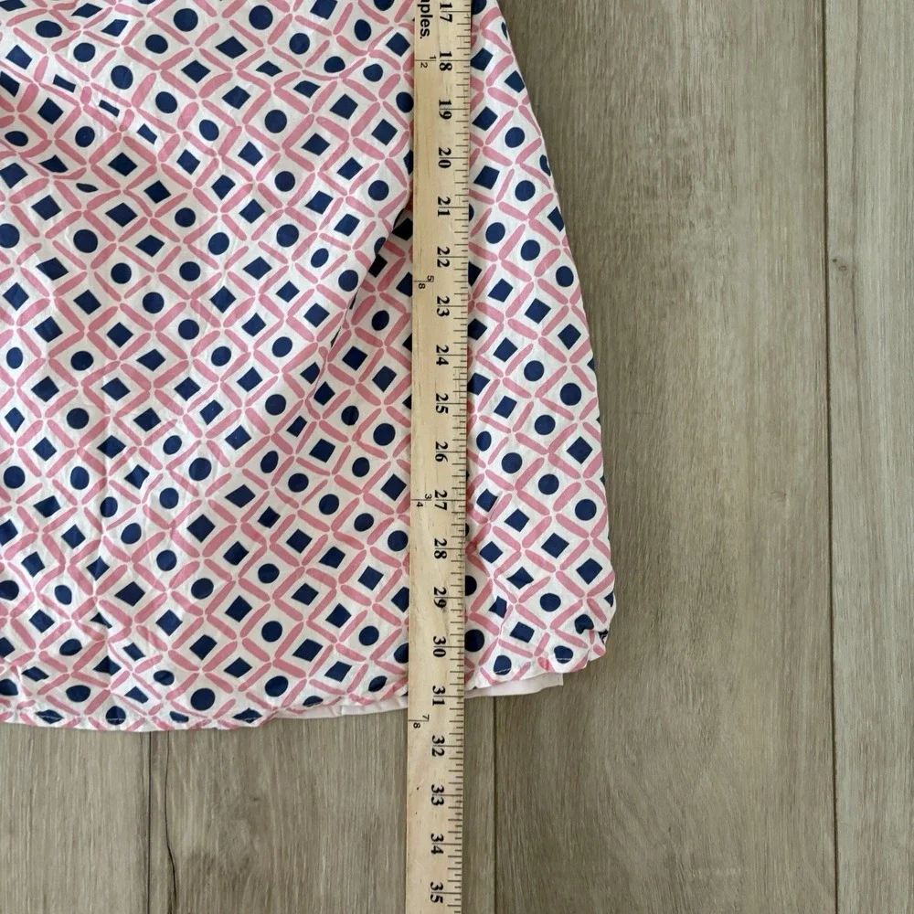 LuLu's Women's Charming Desire Pink Geo Print Ruched Sleeveless Mini Dress SZ L
